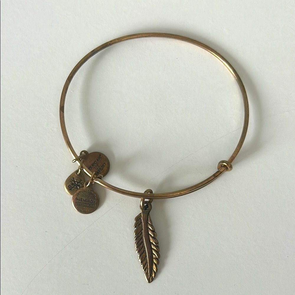Alex and Ani Gold Charm Bracelet- Feather